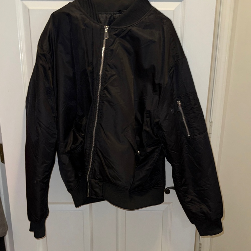 Fashion Nova Men's Classic Black Bomber Jacket